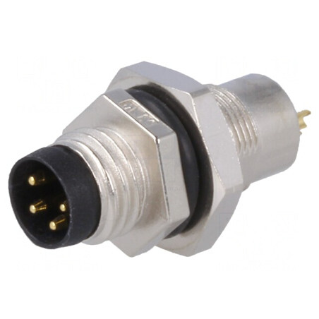 Conector M8 Tată 4 PIN pentru Montare pe Panou cu Piuliță din Spate | Electronic-mag.ro | Componente Electronice