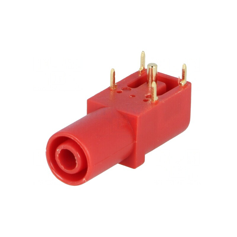 Soclu Banană 4mm Roșu Aurit Pe Panou 24A | Electronic-mag.ro | Componente Electronice