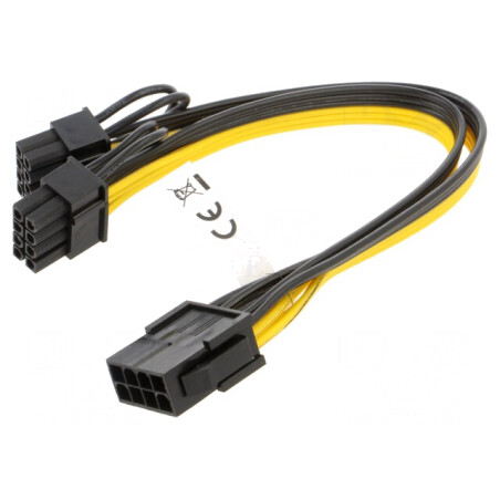 Cablu Alimentare PCIe 8pin Tată la 2x 8pin Mamă 0,23m | Electronic-mag.ro | Componente Electronice