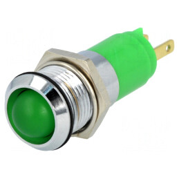 Lampa indicator LED verde 24-28V 14.2mm