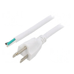 Cablu de Alimentare 3m Alb 13A 125V NEMA 5-15 | Electronic-mag.ro | Componente Electronice