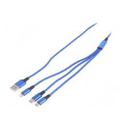 Cablu USB 2.0 1,2m Albastru Textilă | Electronic-mag.ro | Componente Electronice