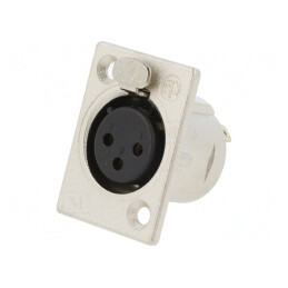 Soclu XLR Mamă 3-Pin Argint 16A | Electronic-mag.ro | Componente Electronice