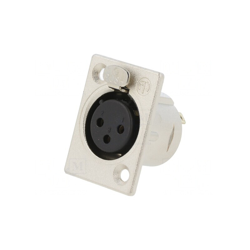 Soclu XLR Mamă 3-Pin Argint 16A | Electronic-mag.ro | Componente Electronice