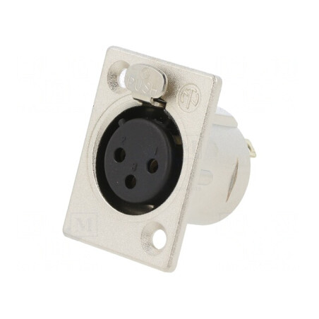 Soclu XLR Mamă 3-Pin Argint 16A | Electronic-mag.ro | Componente Electronice