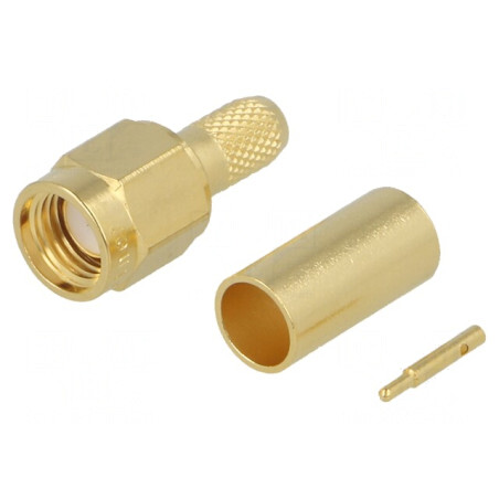 Mufă SMA tată 50Ω crimpare PTFE aurit | Electronic-mag.ro | Componente Electronice