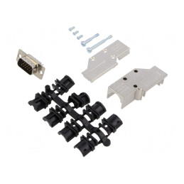 Mufă D-Sub 15 PIN 90° Pe Cablu | Electronic-mag.ro | Componente Electronice
