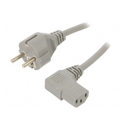 Cablu Alimentare 3m Gri 3x1mm2 CEE 7/7 la IEC C13 90° | Electronic-mag.ro | Componente Electronice