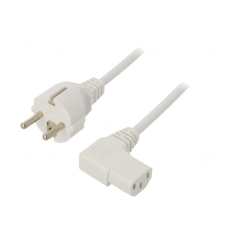 Cablu Alimentare 3m Alb 3x1mm2 CEE 7/7 la IEC C13 90° | Electronic-mag.ro | Componente Electronice