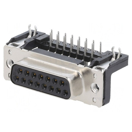 Conector D-Sub 15 Pini Soclu Mamă Unghi 90° THT UNC 4-40 | Electronic-mag.ro | Componente Electronice