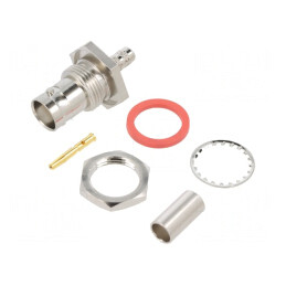 Soclu BNC Mamă 50Ω Crimpat Aurit PTFE | Electronic-mag.ro | Componente Electronice