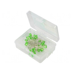 Set LED-uri Verzi 3mm 50buc 3-15V 7.5mA în Cutie Plastic | Electronic-mag.ro | Componente Electronice