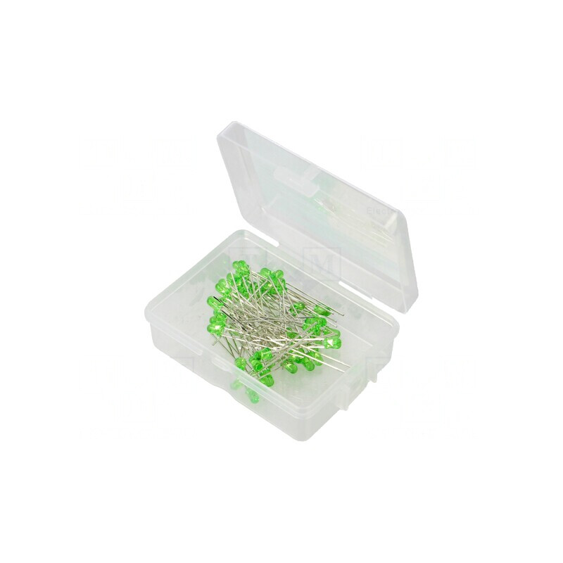 Set LED-uri Verzi 3mm 50buc 3-15V 7.5mA în Cutie Plastic | Electronic-mag.ro | Componente Electronice Set LED-uri Verzi 3mm 50buc 3-15V 7.5mA în Cutie Plastic | Electronic-mag.ro | Componente Electronice