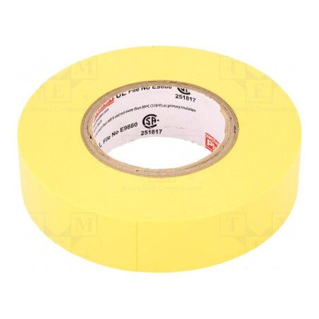 Bandă electroizolantă galbenă 19mm x 20m | Electronic-mag.ro | Componente Electronice