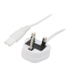 Cablu Alimentare 5m Alb 3A 2x0.75mm2 Mufă BS 1363 la IEC C7 | Electronic-mag.ro | Componente Electronice