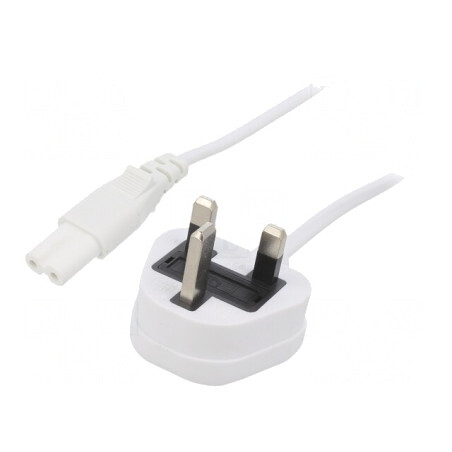 Cablu Alimentare 5m Alb 3A 2x0.75mm2 Mufă BS 1363 la IEC C7 | Electronic-mag.ro | Componente Electronice