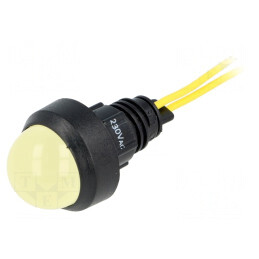Lampă de control LED galbenă 230V Ø13mm IP40 | Electronic-mag.ro | Componente Electronice