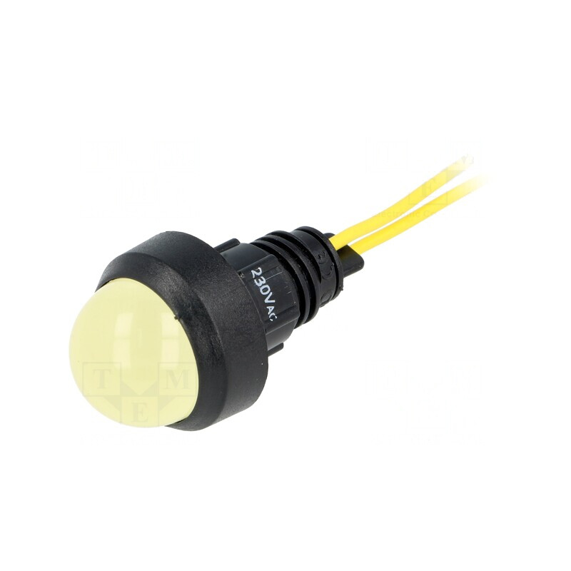Lampă de control LED galbenă 230V Ø13mm IP40 | Electronic-mag.ro | Componente Electronice