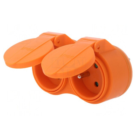 Conector Alimentare AC Spliter 2P PE 250V 16A Portocaliu | Electronic-mag.ro | Componente Electronice