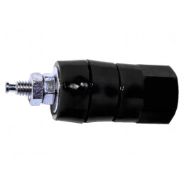 Clemă de laborator neagră 15A, 41mm, alamă, pe panou | Electronic-mag.ro | Componente Electronice