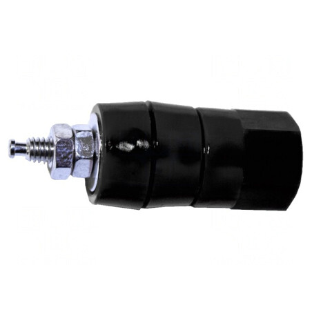 Clemă de laborator neagră 15A, 41mm, alamă, pe panou | Electronic-mag.ro | Componente Electronice