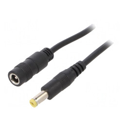 Cablu DC 5,5/2,1 mm Negru 2x0,5mm2 Mufă și Soclu Drept