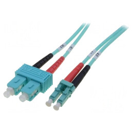 Patch cord fibră OM3 LC/UPC-SC/UPC 2m turcoaz LSZH