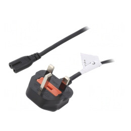Cablu Alimentare 1,8m Negru 3x0,75mm2 BS 1363 la IEC C7 2,5A | Electronic-mag.ro | Componente Electronice
