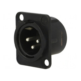Soclu XLR 3 Pin Negru 16A 19x24mm | Electronic-mag.ro | Componente Electronice