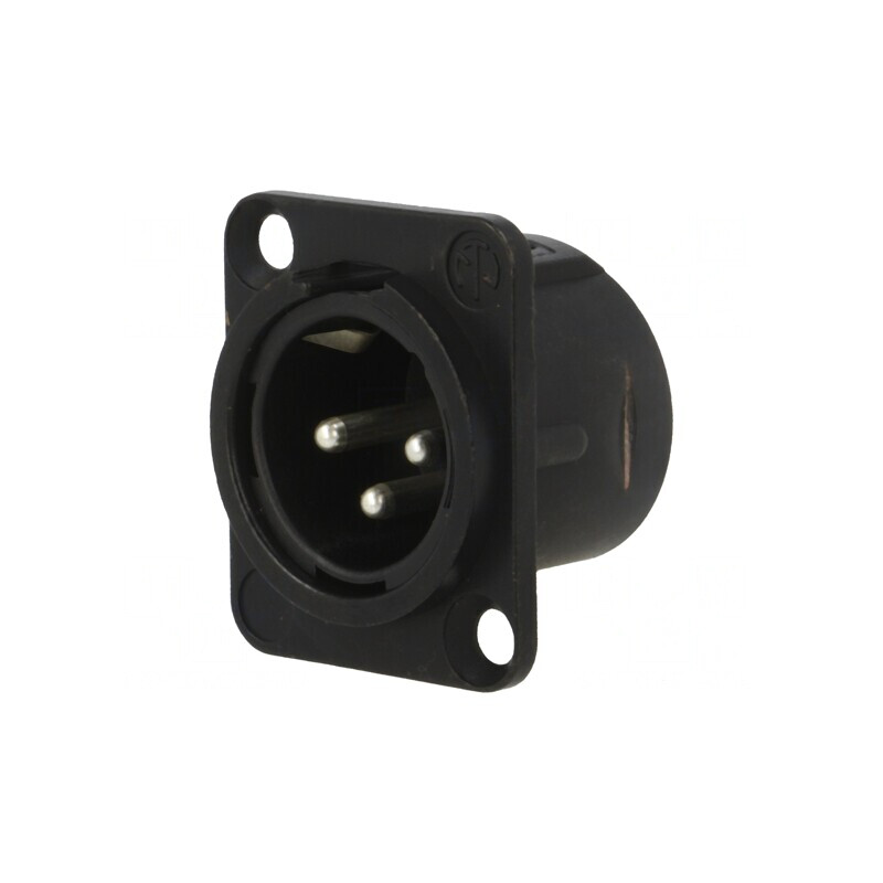 Soclu XLR 3 Pin Negru 16A 19x24mm | Electronic-mag.ro | Componente Electronice