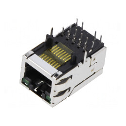 Soclu RJ45 Ecranat cu LED 8p8c THT | Electronic-mag.ro | Componente Electronice