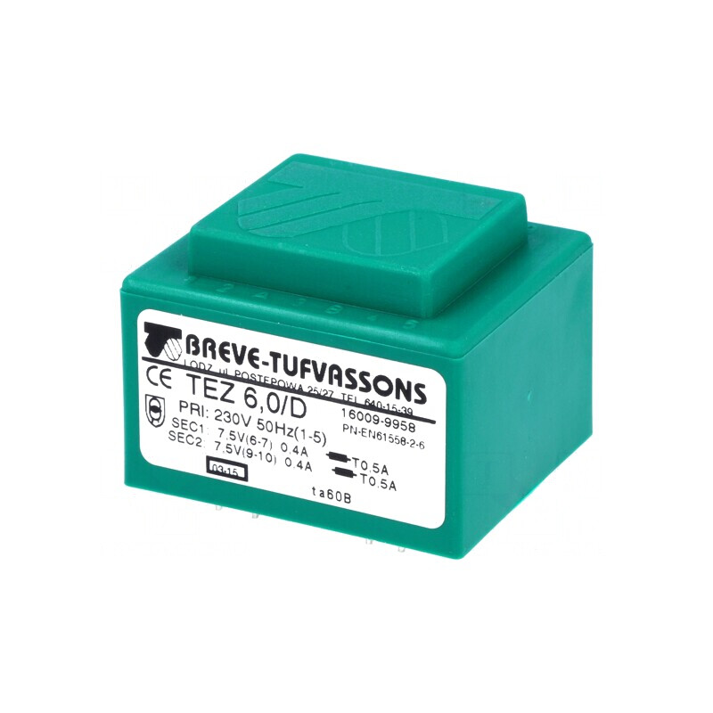 Transformator încapsulat 6VA 230V 7.5V 400mA | Electronic-mag.ro | Componente Electronice Transformator încapsulat 6VA 230V 7.5V 400mA | Electronic-mag.ro | Componente Electronice