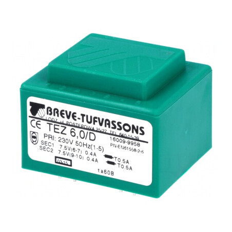 Transformator încapsulat 6VA 230V 7.5V 400mA | Electronic-mag.ro | Componente Electronice