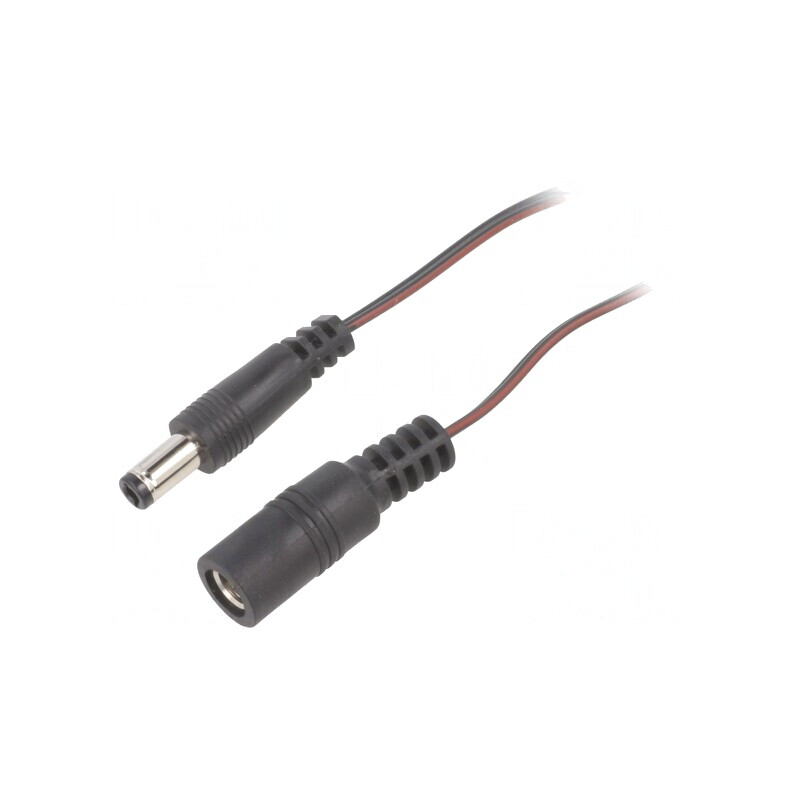 Cablu DC 5,5/2,5 Mufă și Soclu Drept Negru 2x0,35mm2 | Electronic-mag.ro | Componente Electronice