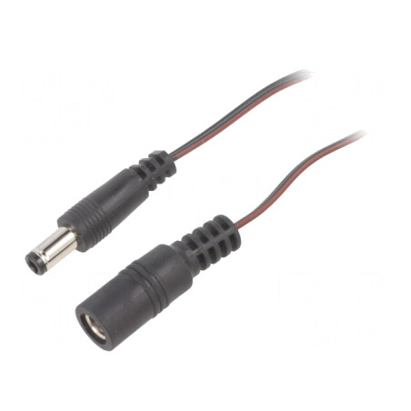Cablu DC 5,5/2,5 Mufă și Soclu Drept Negru 2x0,35mm2 | Electronic-mag.ro | Componente Electronice