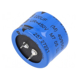 Condensator Electrolitic SNAP-IN 220uF 450VDC Ø35x25mm ±20% | Electronic-mag.ro | Componente Electronice