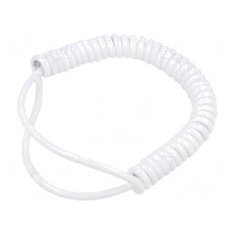 Cablu spiralat neecranat PUR alb 0,2m-0,8m 300V 2x0,22mm2 | Electronic-mag.ro | Componente Electronice