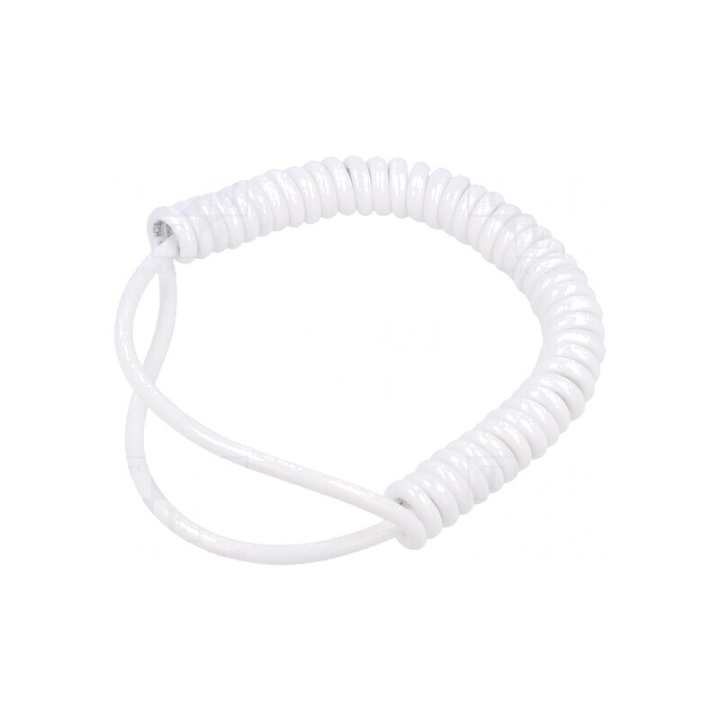 Cablu spiralat neecranat PUR alb 0,2m-0,8m 300V 2x0,22mm2 | Electronic-mag.ro | Componente Electronice
