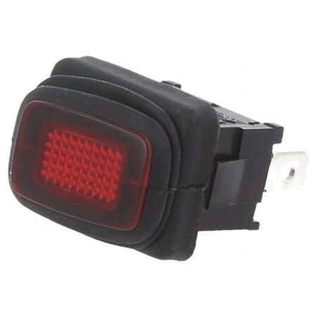 Comutator Basculant ON-OFF 16A 12V Roșu IP65 cu LED | Electronic-mag.ro | Componente Electronice
