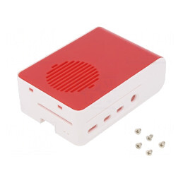 Carcasă Raspberry Pi 4 B ABS Alb-Roșu | Electronic-mag.ro | Componente Electronice