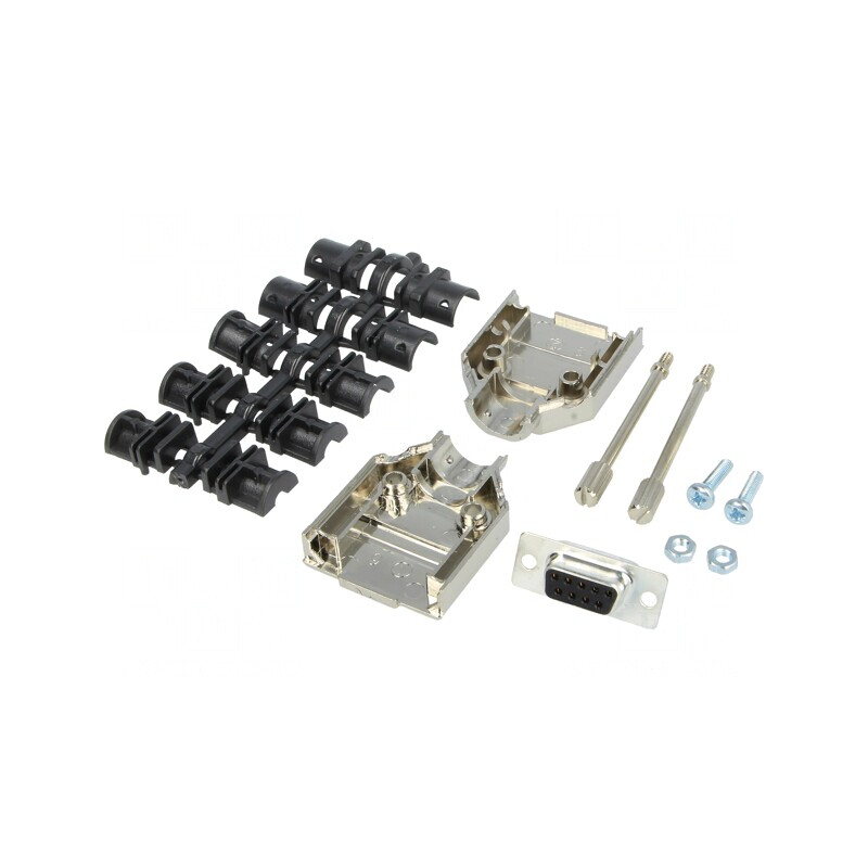Conector D-Sub 9 PIN Mufă Mamă pentru Lipire pe Cablu - Kit Complet Negru | Electronic-mag.ro | Componente Electronice