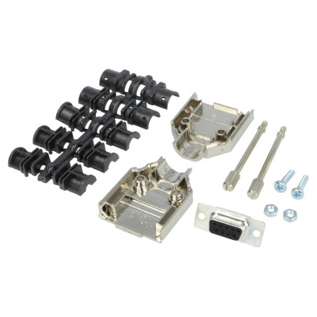 Conector D-Sub 9 PIN Mufă Mamă pentru Lipire pe Cablu - Kit Complet Negru | Electronic-mag.ro | Componente Electronice