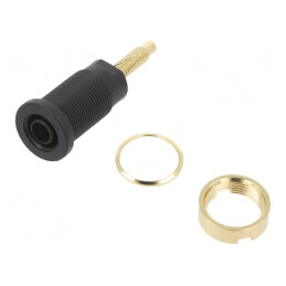 Soclu banană 4mm roșu aurit 32A 1000VDC 24,5mm | Electronic-mag.ro | Componente Electronice