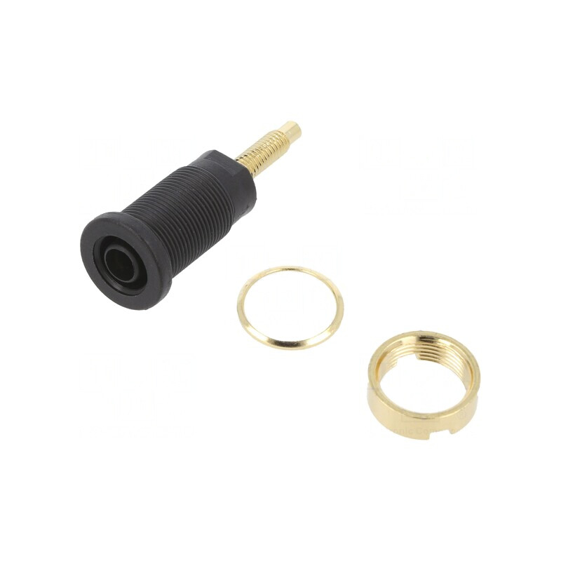 Soclu banană 4mm roșu aurit 32A 1000VDC 24,5mm | Electronic-mag.ro | Componente Electronice