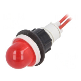 Lampă LED Convexă Roșie 230V 13mm cu Cabluri 300mm | Electronic-mag.ro | Componente Electronice