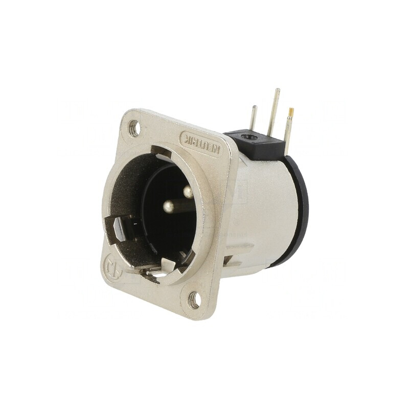 Soclu XLR 3 PIN unghi 90° THT argint 6A 19x24mm | Electronic-mag.ro | Componente Electronice