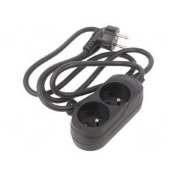 Prelungitor 2 Prize PVC Negru 1,5m 16A | Electronic-mag.ro | Componente Electronice