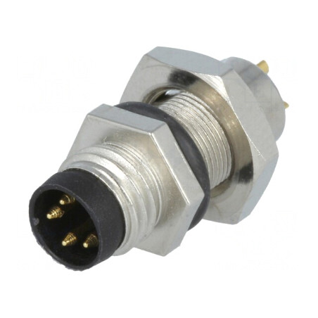 Conector M8 Tată 4 Pin pentru Panou cu Piuliță Spate | Electronic-mag.ro | Componente Electronice