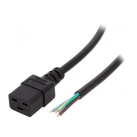 Cablu Alimentare IEC C19 3x1,5mm2 PVC 2m Negru | Electronic-mag.ro | Componente Electronice