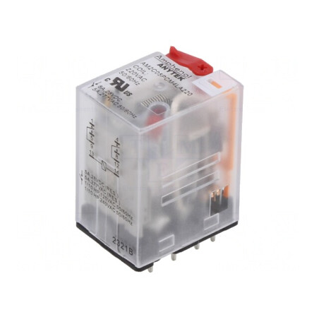 Releu electromagnetic industrial DPDT 220VAC 5A PCB | Electronic-mag.ro | Componente Electronice